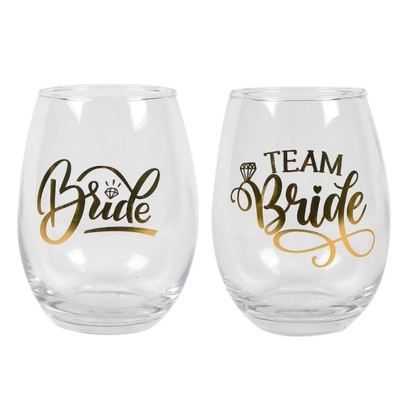 Dining | New Team Bride 2 Piece Stemless Wine Glass Set | Poshmark